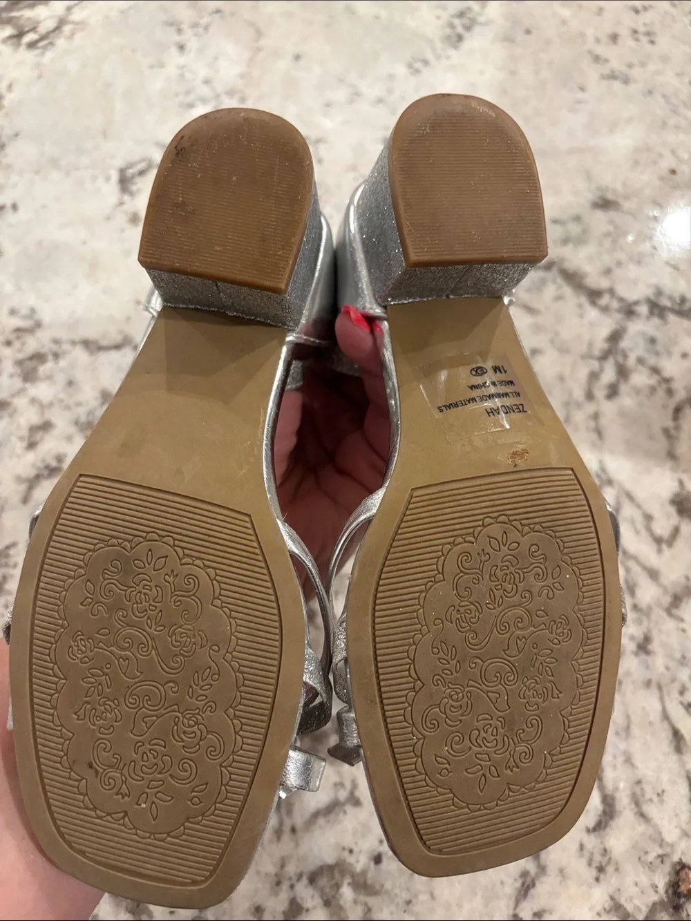 Girls silver heels size 1